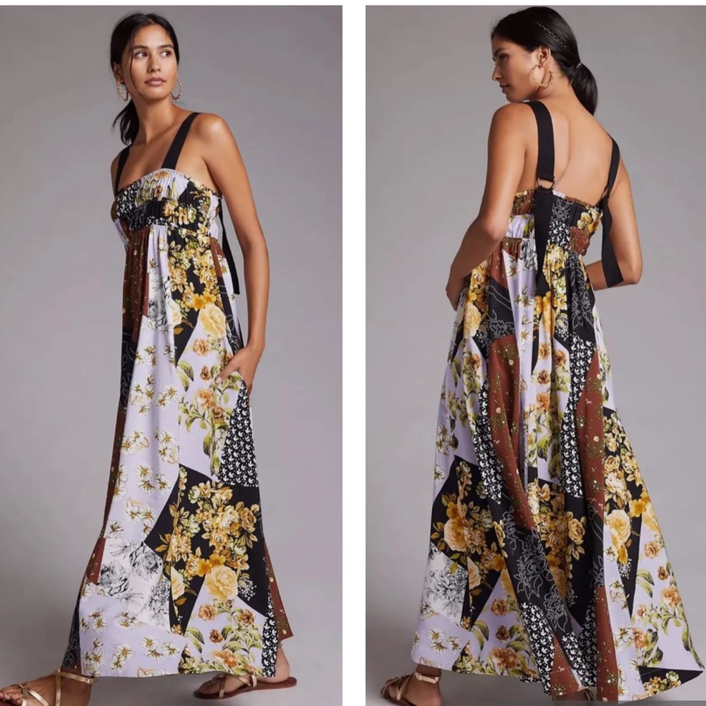 Anthropologie Maeve Patchwork Floral Boho Maxi Dress